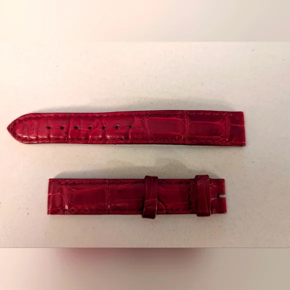 Cartier alligator red watch band. Worn only a few times. - Picture 1 of 6